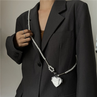 随身爱心小镜子珍珠背带优雅小心机链条斜跨腰带优雅百搭时尚 腰链