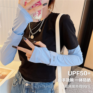 冰袖女夏季防晒袖套户外骑行2026新款护手臂宽松透气遮阳薄款蓝色