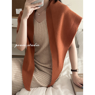 韩版百搭纯色三角披肩保暖护肩颈