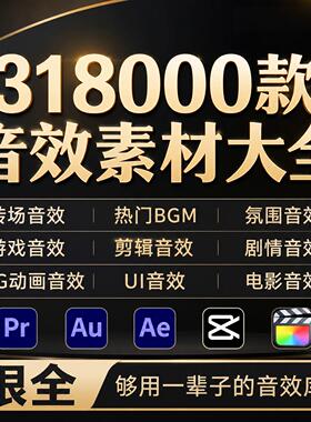 剪辑音效素材库素材包剪映Pr\Au\Ae\Fcpx转场后期bgm配乐背景音乐