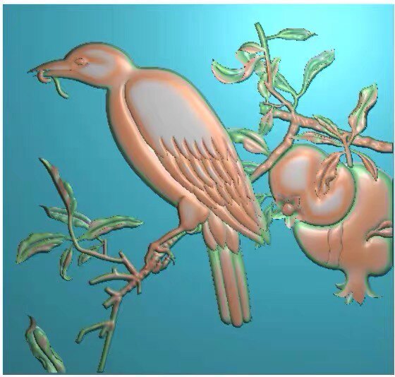 精雕图 超级简单花鸟顶箱柜 东阳木雕工艺品家具扫描精雕图