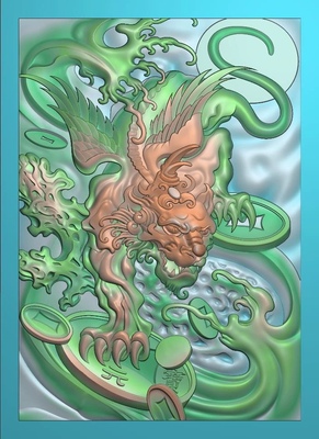 精雕图挂件飞狮子 貔貅挂件新图 动物东阳木雕工艺品挂件挂屏屏风