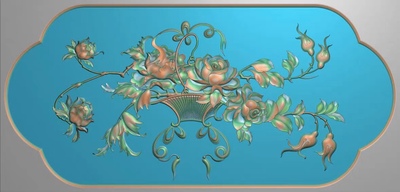 精雕图牡丹 花篮靠背 门板东阳木雕工艺品挂件挂屏屏风手工雕刻