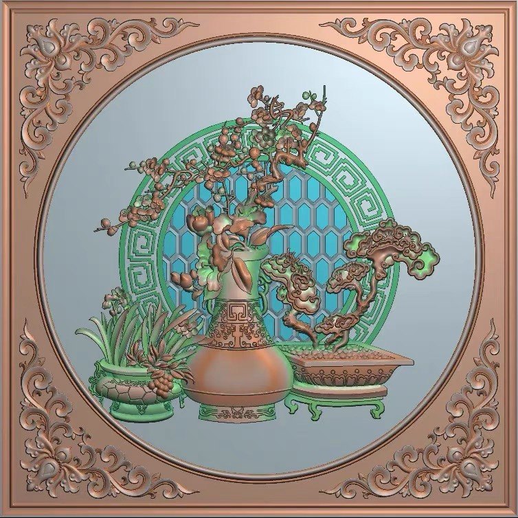 精雕图博古花瓶 博古冬399 东阳木雕工艺品挂件挂屏屏风手工雕刻,家居饰品,木雕,淘宝优惠券,粉丝福利购,淘宝优惠卷