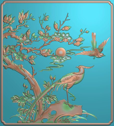 精雕图玉兰花 金玉满堂玉兰 花鸟东阳木雕工艺品挂件挂屏屏风