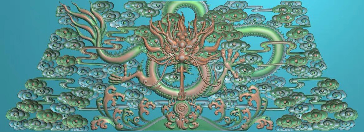 精雕图正面龙 龙床中花板有头1  动物东阳木雕工艺品挂屏手工雕刻