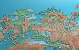 精雕图山水房子 山水好图 东阳木雕工艺品挂件挂屏屏风手工雕刻