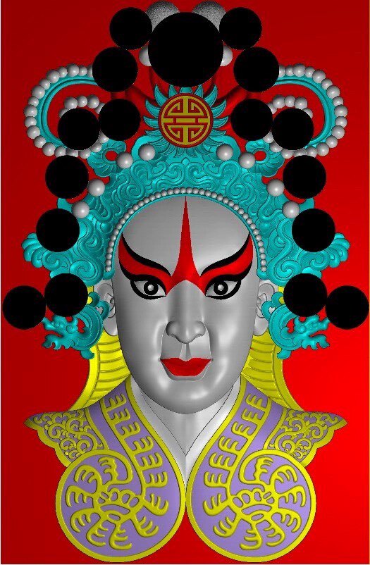 精雕图脸谱 赵云脸谱35mm 人物东阳木雕工艺品挂件挂屏扫描精雕图