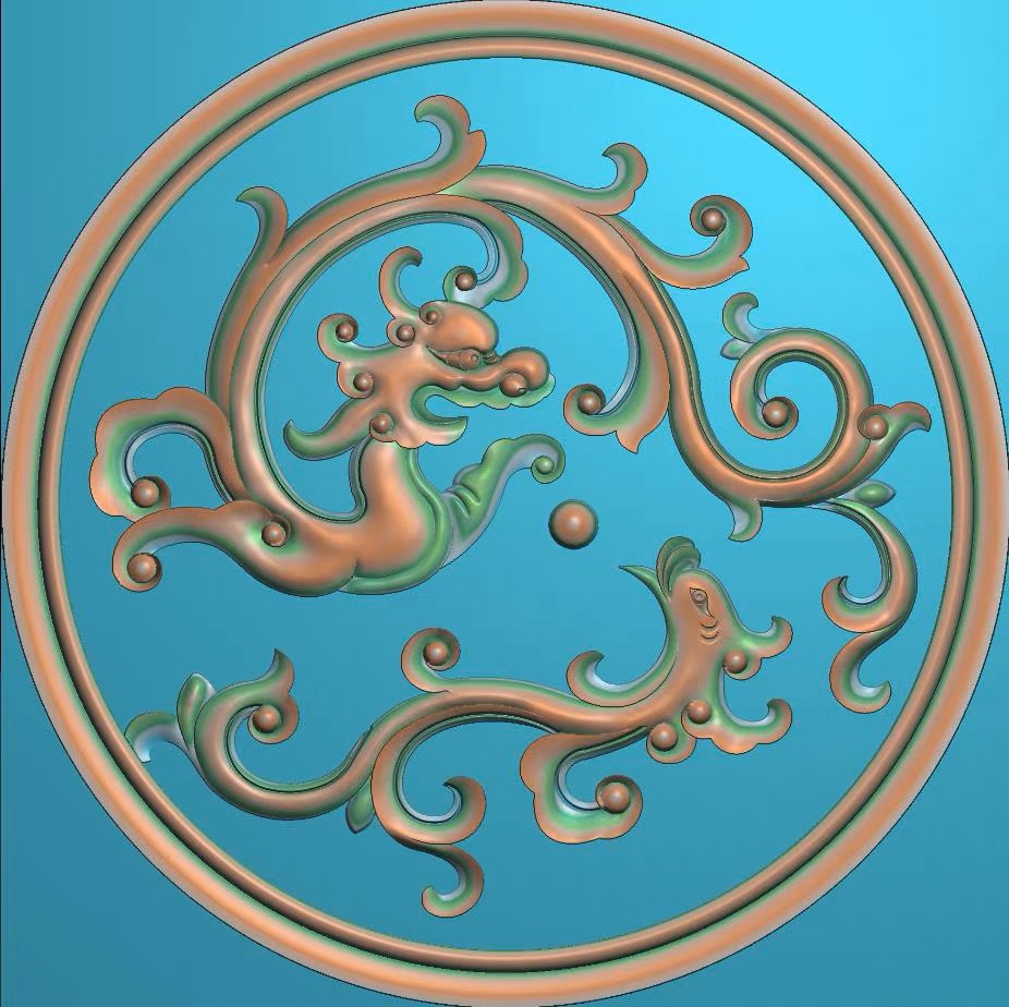 精雕图草龙草凤凰背板 大草龙 动物东阳木雕工艺品挂件挂屏屏风