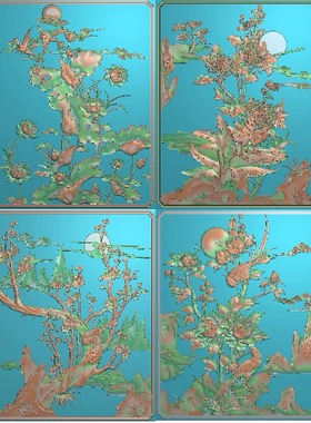 精雕图花鸟门板 春夏秋冬小门 东阳木雕工艺品挂件挂屏屏风手工