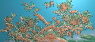 精雕图花鸟挂壁 锦鸡牡丹1843 东阳木雕工艺品挂件挂屏屏风手工