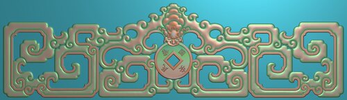 精雕图仿古 蝙蝠栏杆龙腾2F1IK 动物吉祥寓意灰度图东阳木雕工艺