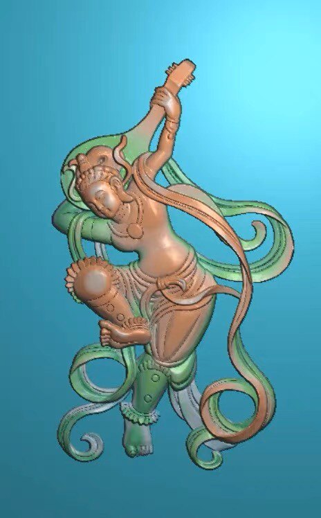 精雕图飞天人物 敦煌壁画飞天 东阳木雕工艺品挂件挂屏屏风手工