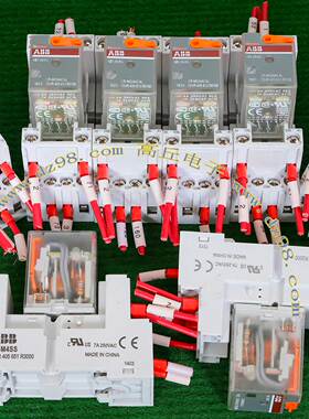 ABB CR-M024AC4L 24VDC CR-M4SS 6A-250VAC 带底座拆机继电器