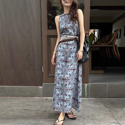法式复古波西米亚异域风情卷草纹花色渡假浪漫出游街拍慵懒感拉满