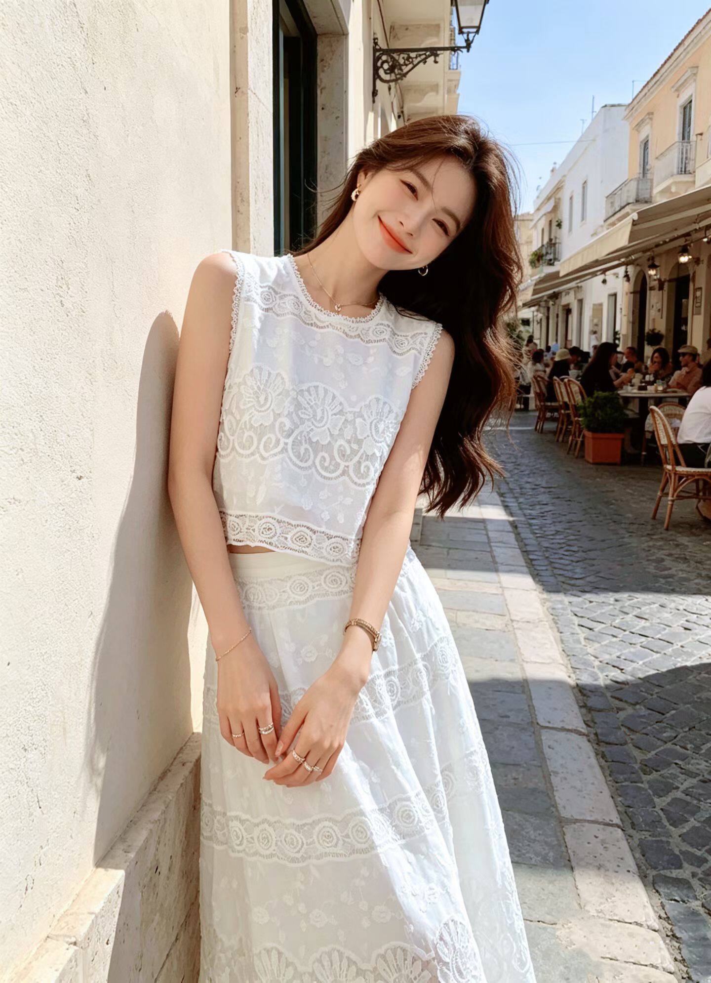 一袭白衣,静待清风与阳光套装清爽女装两件卖