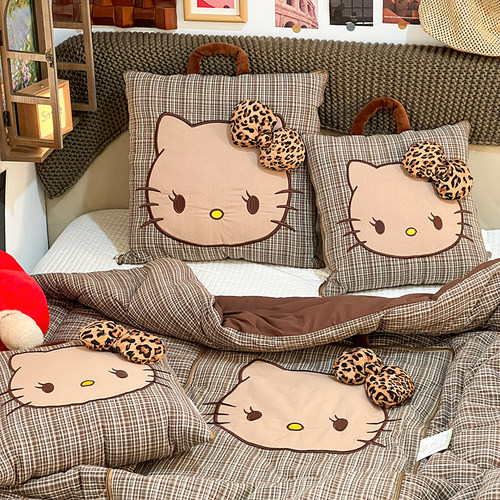 手提款全棉卡通KT猫抱枕被子两用多功能四季汽车空调午休靠垫纯棉