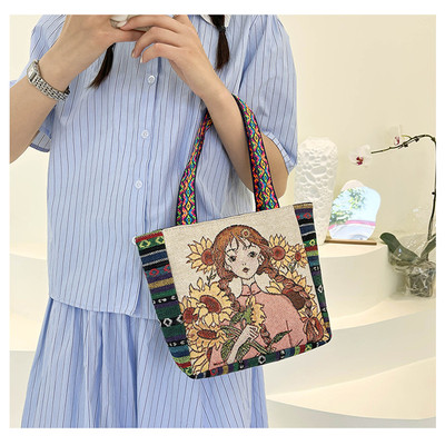 淘可家绣花复古时尚手拎便当包