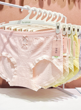 她概念无缝女士内裤18319T莫代尔蝴蝶结提花透气高弹中腰平角裤