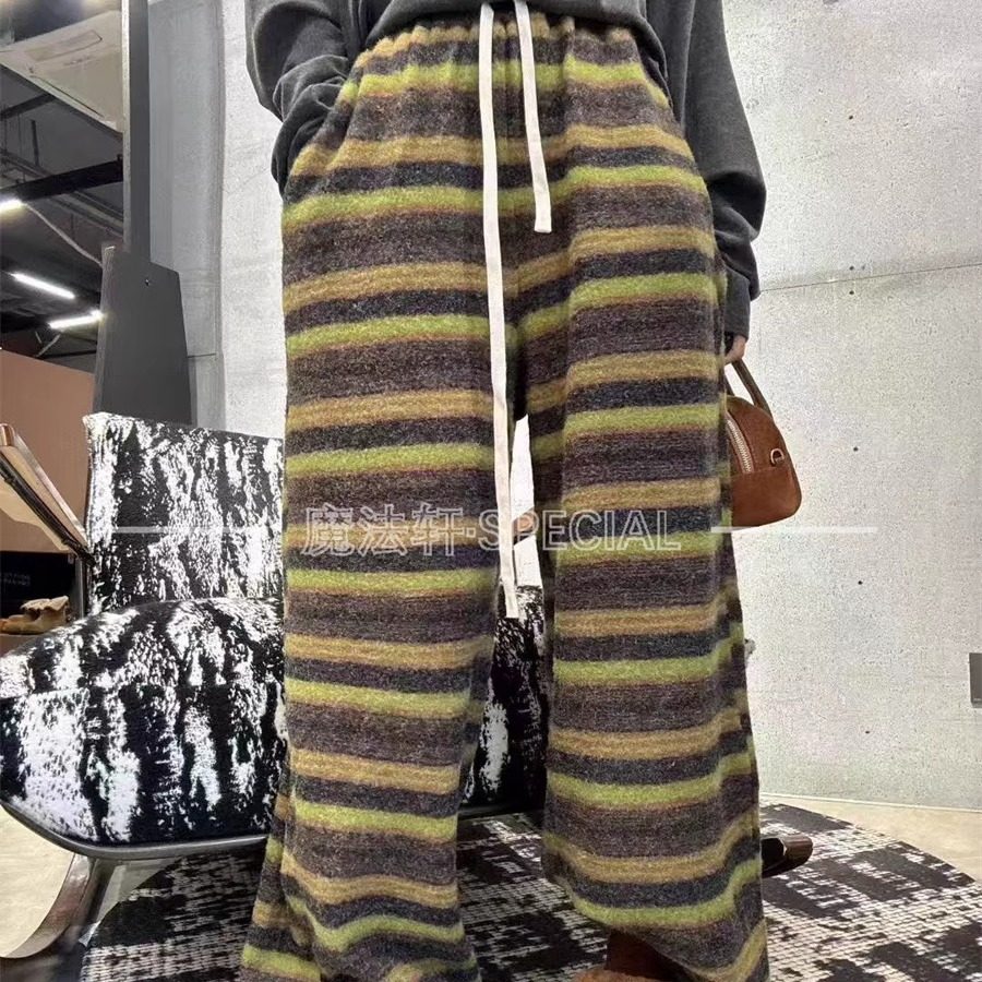 撞色条纹休闲裤长裤女2025新款冬抽绳高腰阔腿裤欧货慵懒裤子潮Q,女装/女士精品,休闲裤,淘宝优惠券,粉丝福利购,淘宝优惠卷