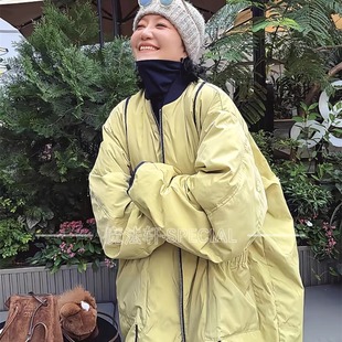 中长款棉服女款2025新款冬季外套圆领拉链大口袋棉袄欧洲站上衣Q