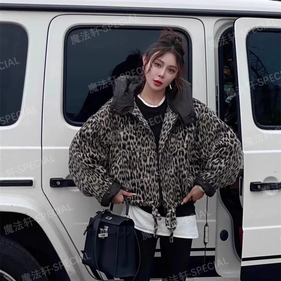 海马毛豹纹羽绒服女款2025新款