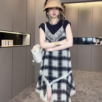 不规则下摆连衣裙套装女