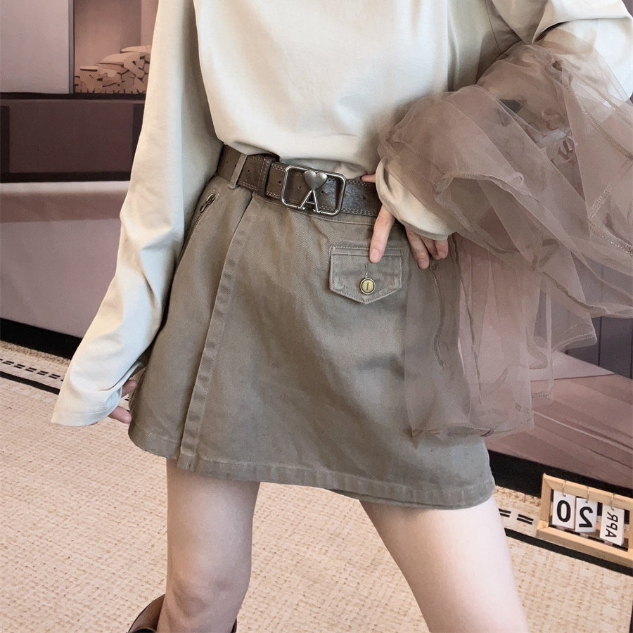 2026秋新高腰工装风短款裙裤女