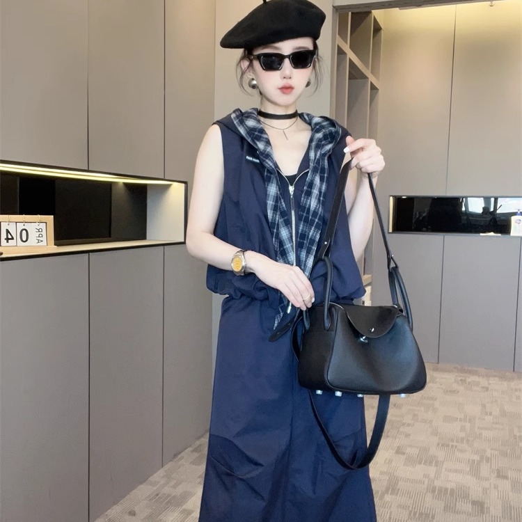 工装长裙马甲套装女款2025新款