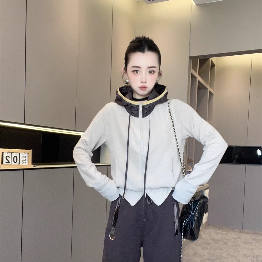 撞色连帽衫女款2025新款