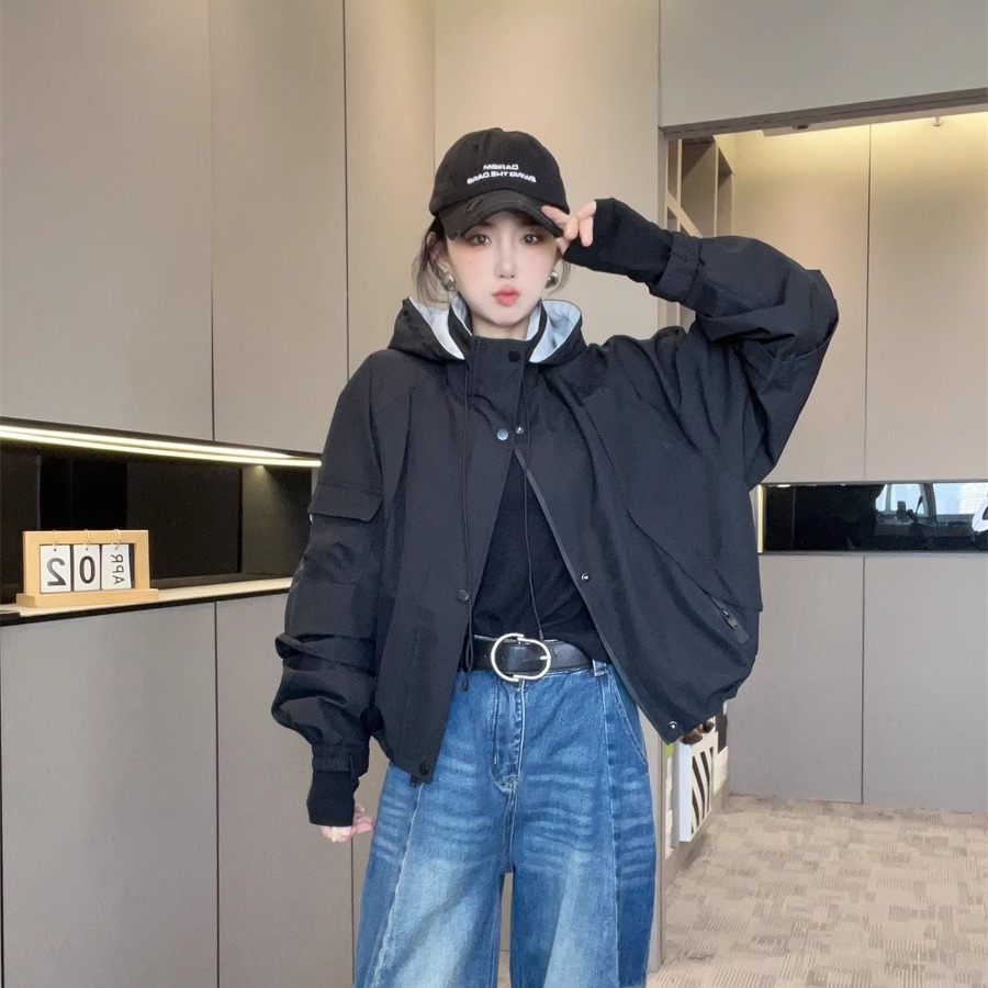 冲锋衣外套女2025新款秋拉链连帽