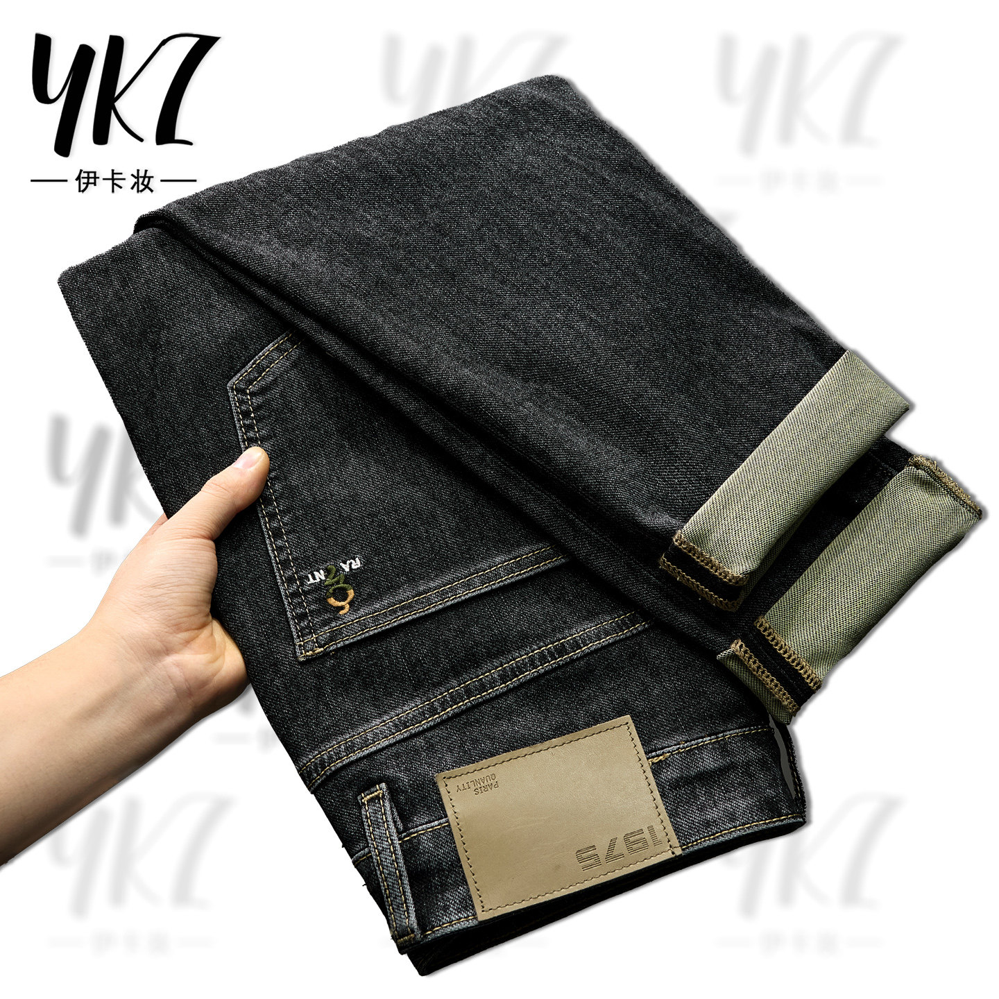 春夏新款黑灰色小脚牛仔裤男款小直筒修身韩版美式轻奢裤子男长裤