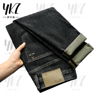 春夏新款黑灰色小脚牛仔裤男款小直筒修身韩版美式轻奢裤子男长裤