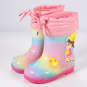 彩虹儿童雨鞋 女孩幼儿园小男孩一体水鞋 防滑轻便沙滩防水公主雨靴