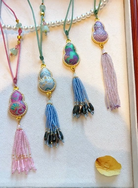 【成品】纯手工珍珠葫芦挂件古风礼品挂饰平安符宋锦项链吊坠款