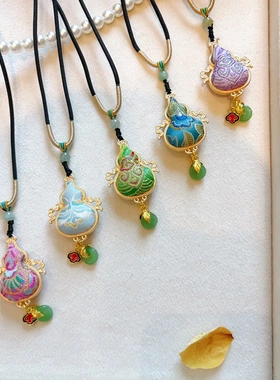 【成品】纯手工双面葫芦挂坠非遗宋锦真丝项链百搭小众高级感配饰
