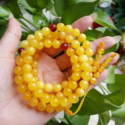 偏爱琥珀黄蜜蜡108佛珠老蜜蜡