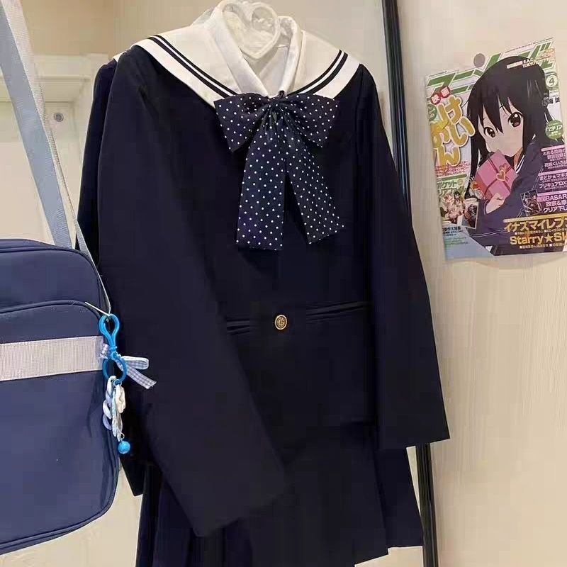 茶茶家jk西装外套原创三粒扣水手服领叠穿外套学院风秋冬西服套装