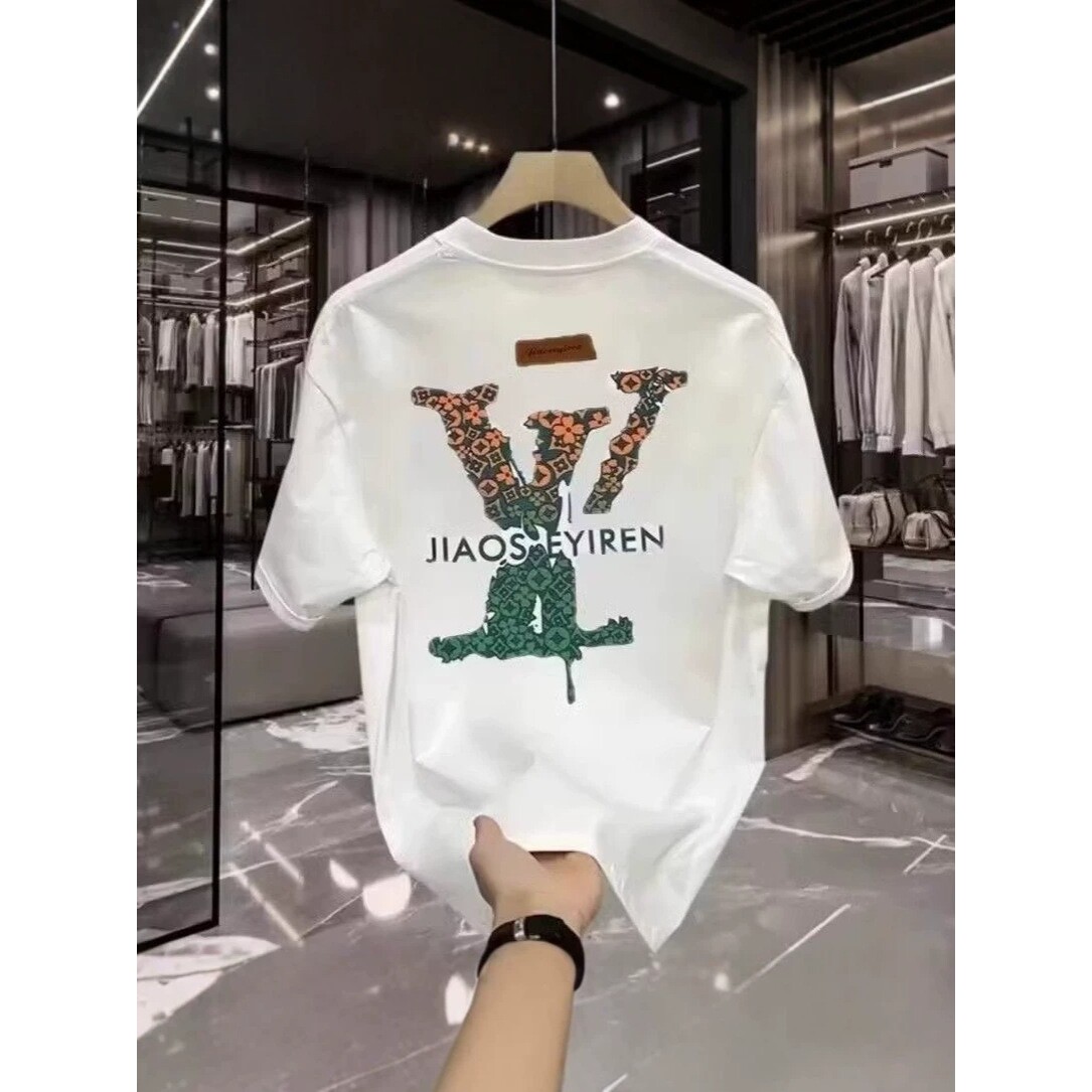 跨境新款夏季白色半袖情侣情侣T恤男士大码体恤运动服短袖高品质
