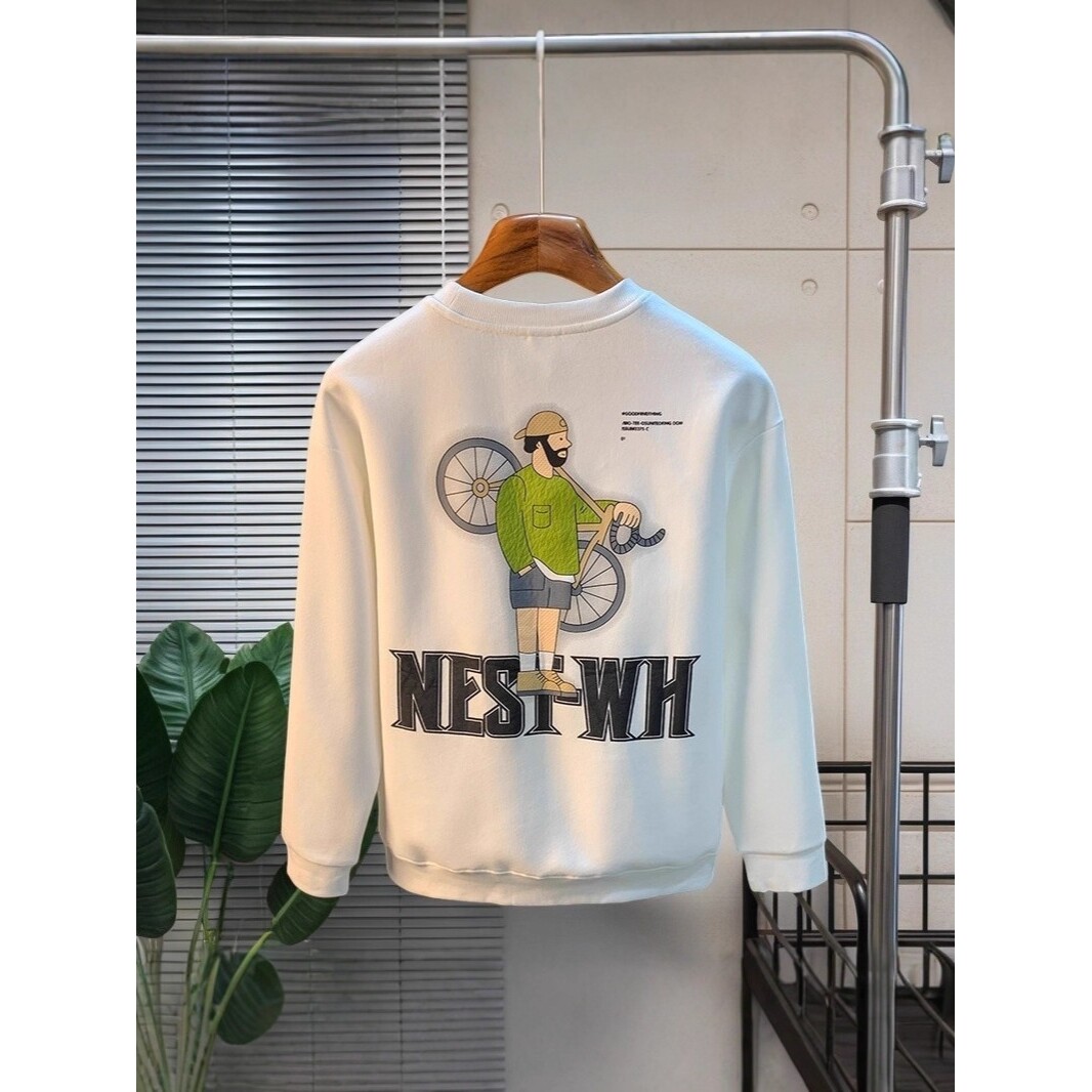 春秋季新款潮流圆领卫衣男士ins潮牌休闲打底衫长袖t恤上衣服外套