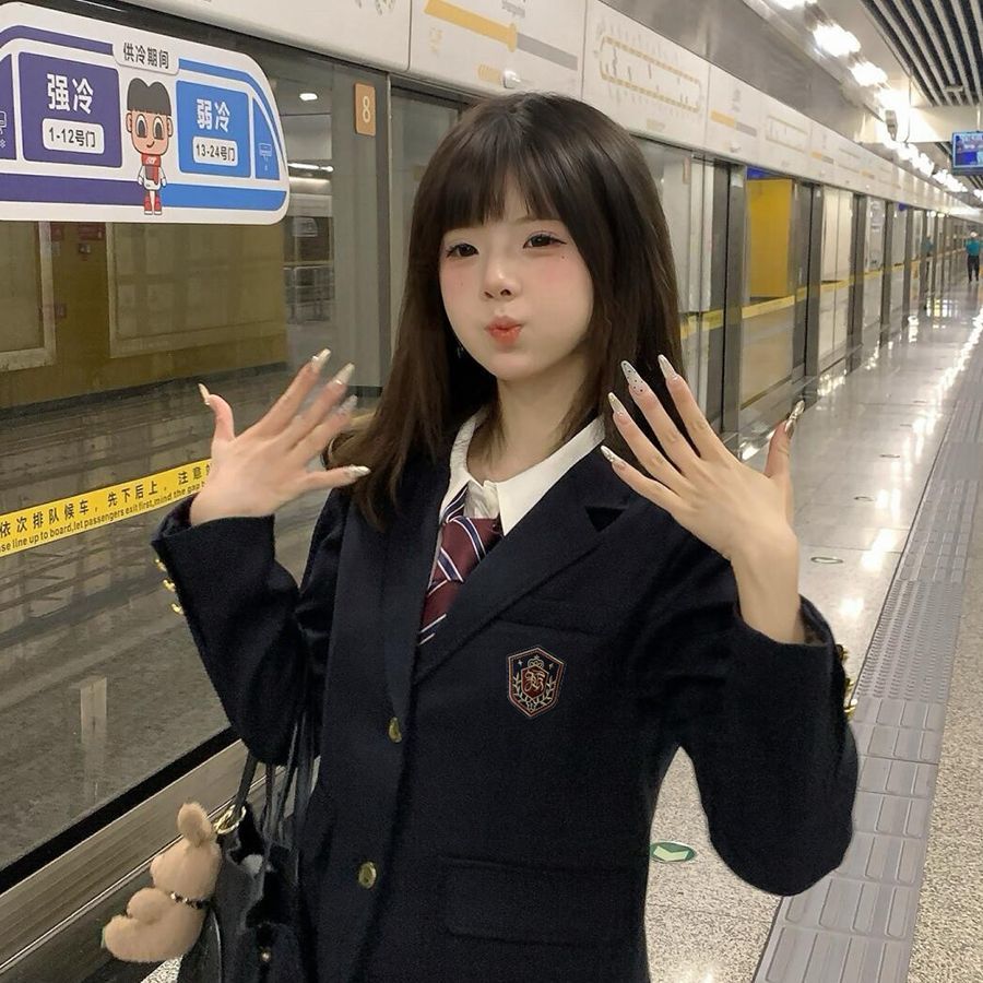 原创jk西装制服外套秋冬春秋黑色学院小个子套装西服校供上衣