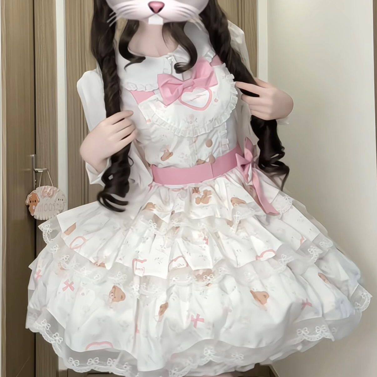 未知心愿Lolita原创【香芋奶糖】甜美可爱蝴蝶结连衣裙显瘦蓬蓬裙