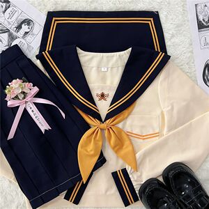 小糊涂JK【赤橘女中】原创日系jk制服水手服奶黄中间服学院风套装