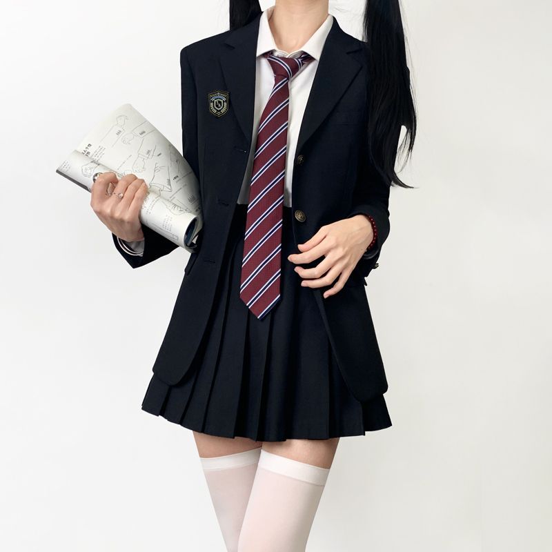 原创jk制服裙正版西装外套春秋季学院风校园西服套装穿搭三件套女