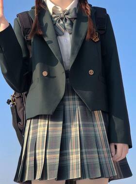 正版基础款JK制服套装小个子短西服学院风校供一粒扣西装外套