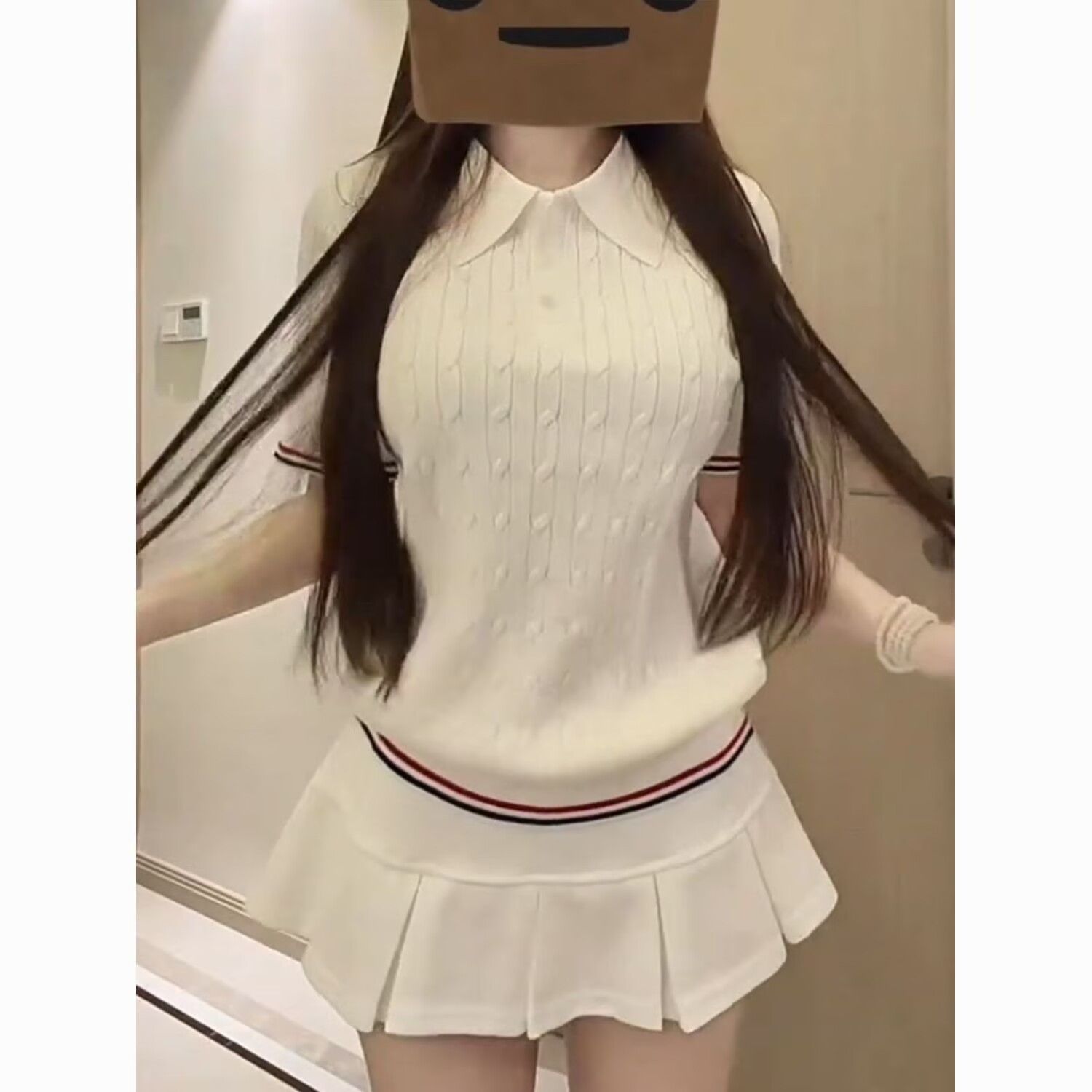 【收腰POLO衫】短袖女款夏季jk校供白透气t恤正肩翻领学生上衣女