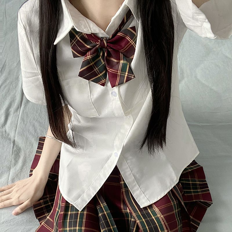 山楂树原创jk制服夏季正版格裙日系学院风校供感短款百褶裙套装女