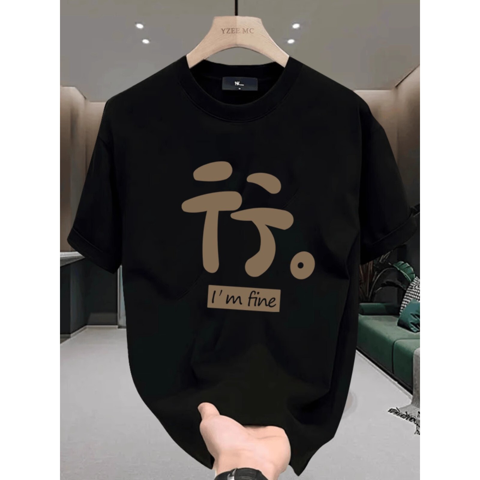 情侣潮牌印花T恤美式痞帅男短袖夏季潮流圆领宽松百搭修身上衣男