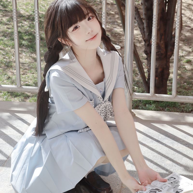 【盐屿中】水手服初夏原创jk制服学院风短袖套装日系百褶裙山川
