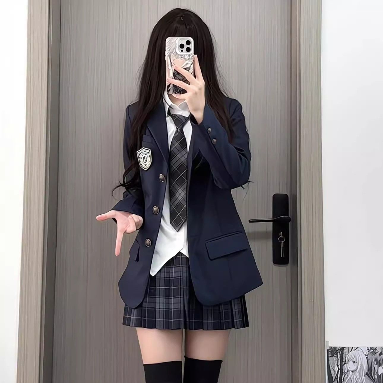 樱岛依原创jk制服西装外套女校供感日系学院风三粒扣西服格裙套装